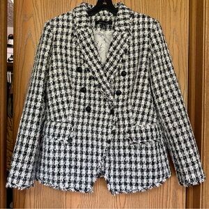 White House Black Market Black and White Blazer Structured Double-Breasted